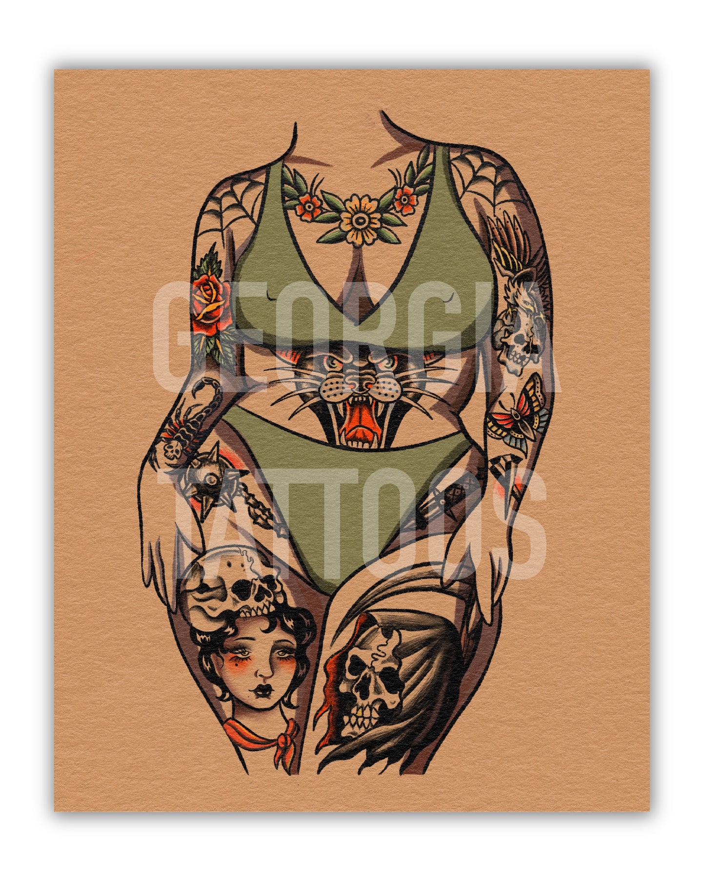 Traditional Body Suit Plus Size Print