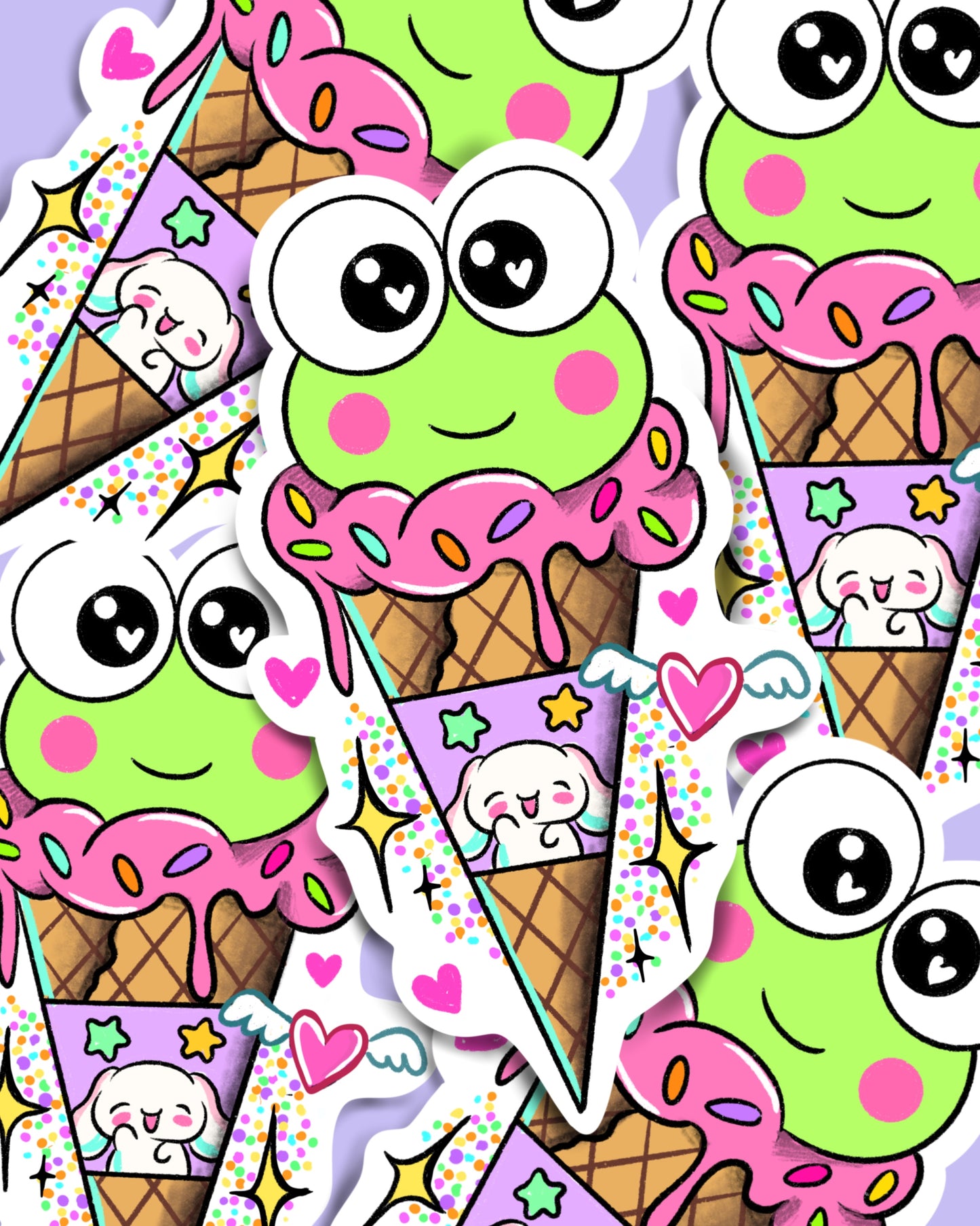 Keroppi Icecream Glittery Sticker