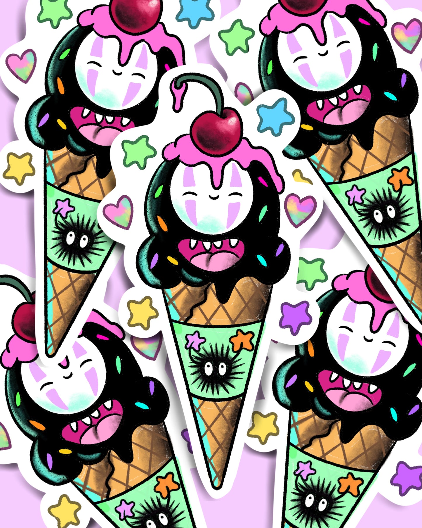 Noface Icecream Glittery Sticker