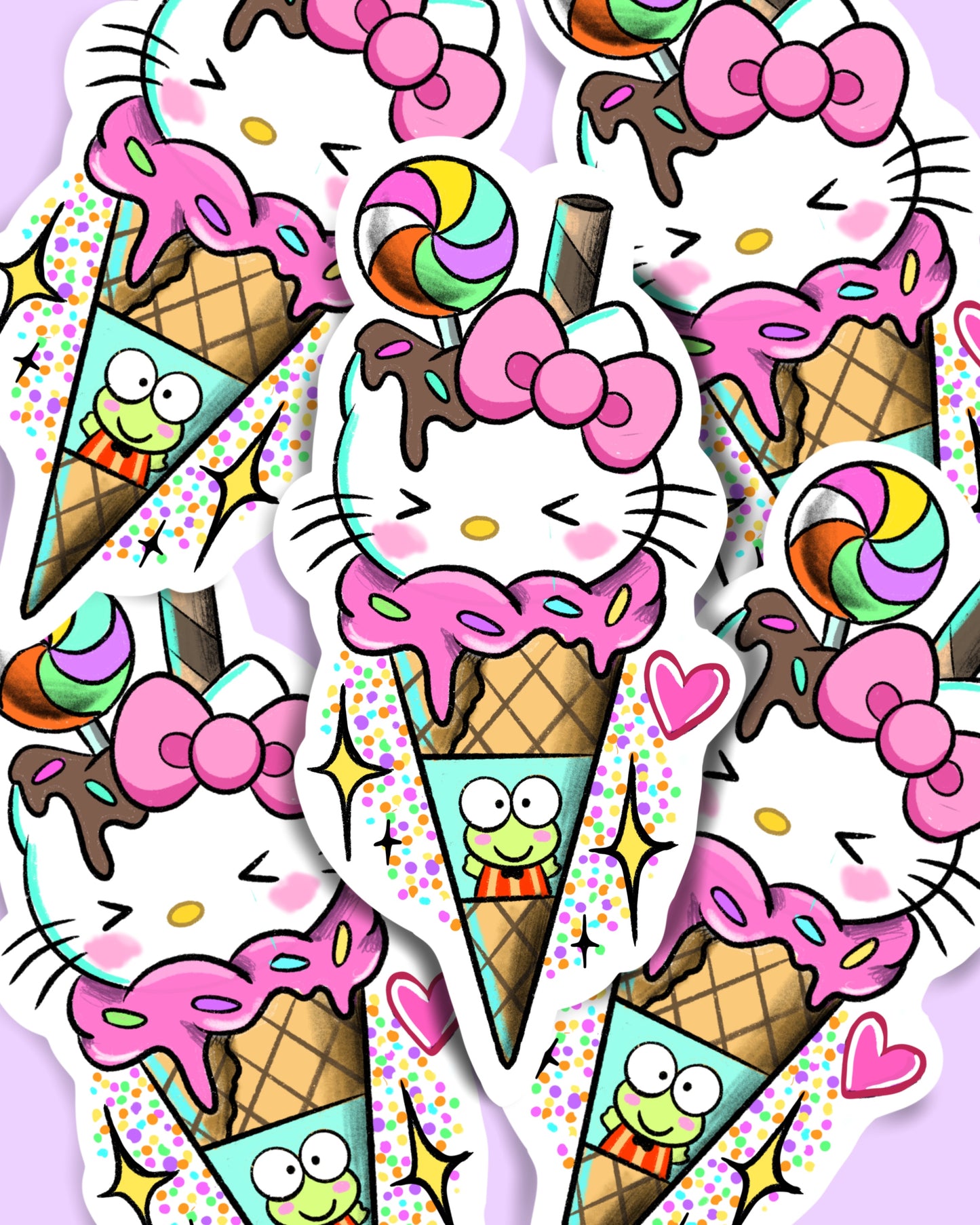Hello Kitty Icecream Glittery Sticker