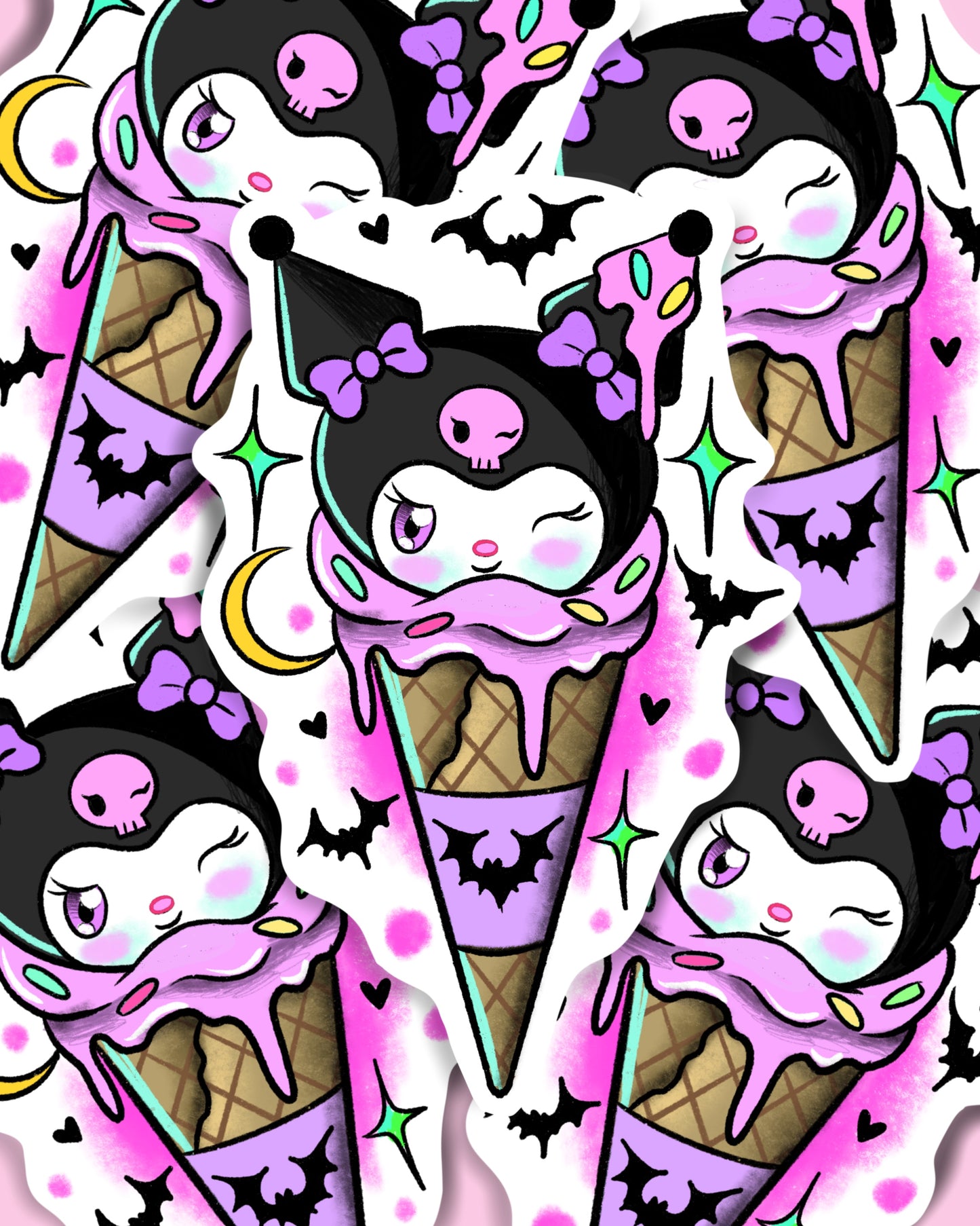 Kuromi Icecream Glittery Sticker