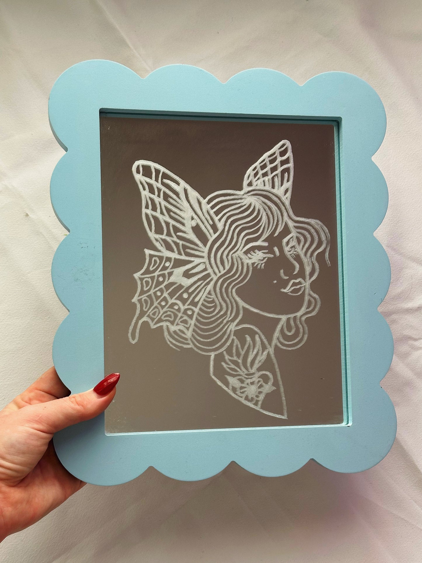 Engraved Mirror Butterfly Lady
