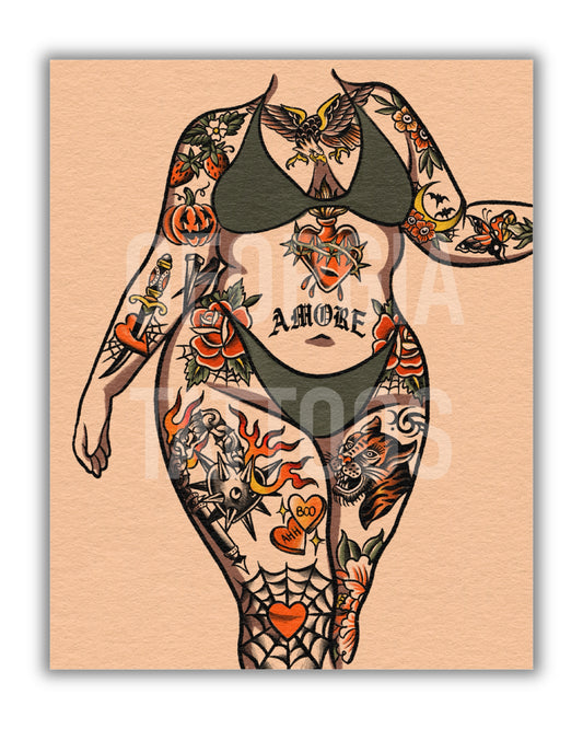 Traditional Body Suit Plus Size Print