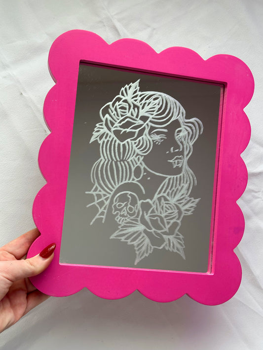 Engraved Mirror Vampire Lady