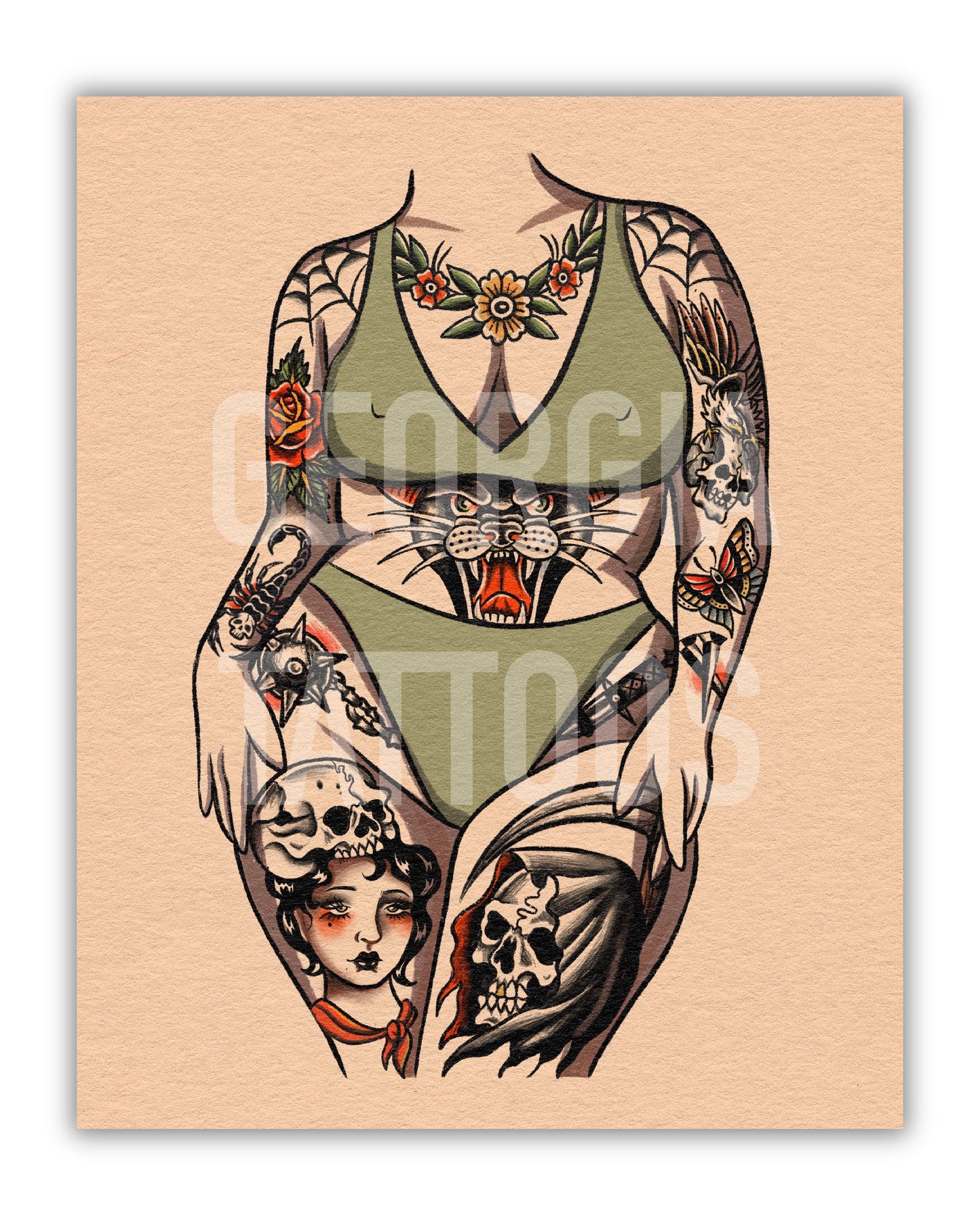 Traditional Body Suit Plus Size Print