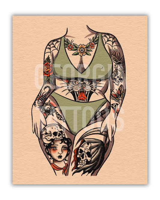 Traditional Body Suit Plus Size Print