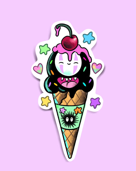 Noface Icecream Glittery Sticker