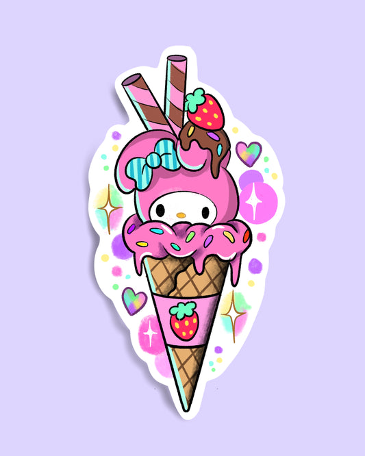 My Melody Icecream Glittery Sticker