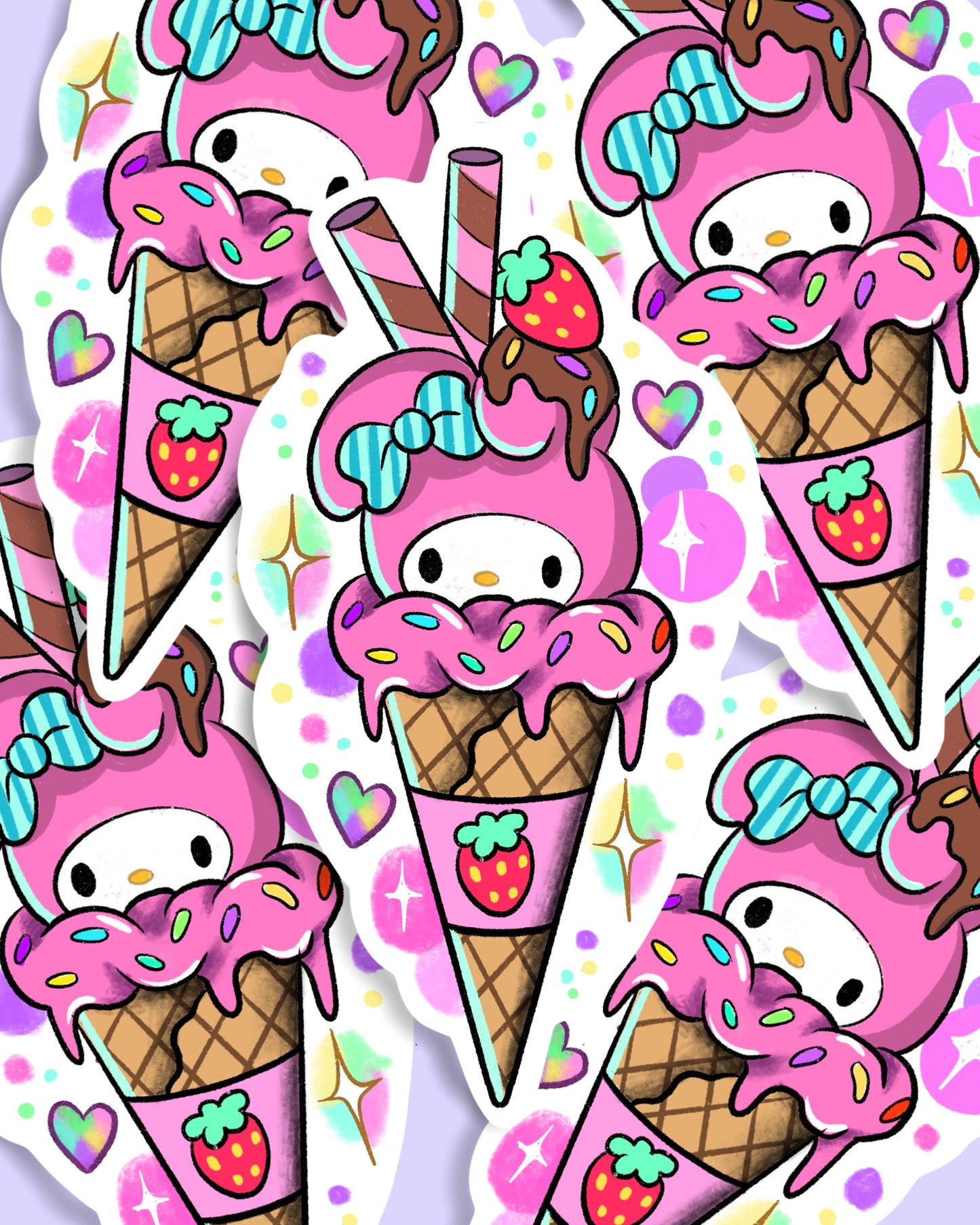My Melody Icecream Glittery Sticker