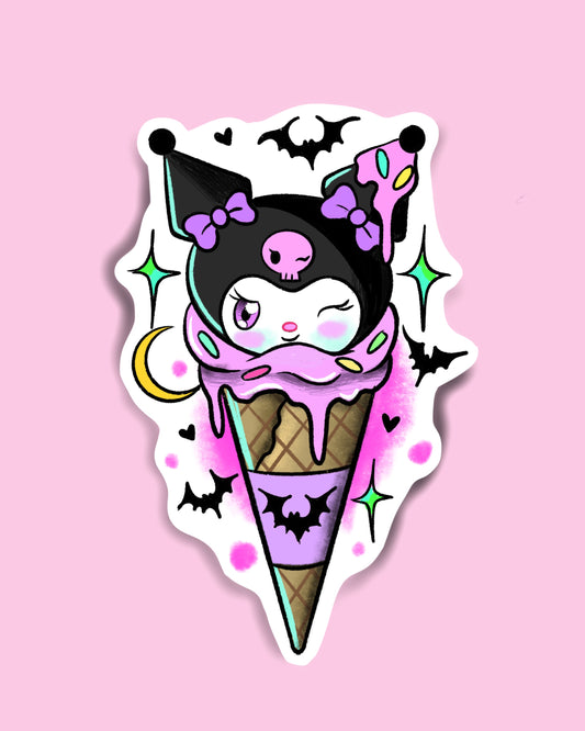 Kuromi Icecream Glittery Sticker