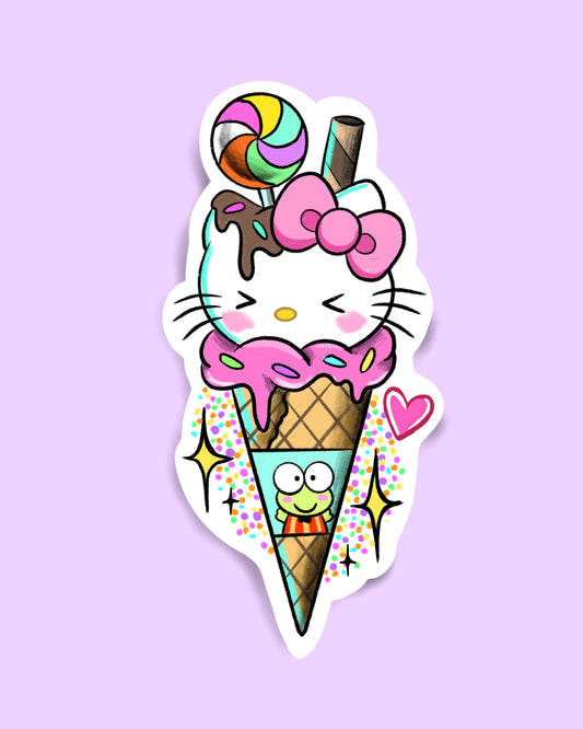 Hello Kitty Icecream Glittery Sticker