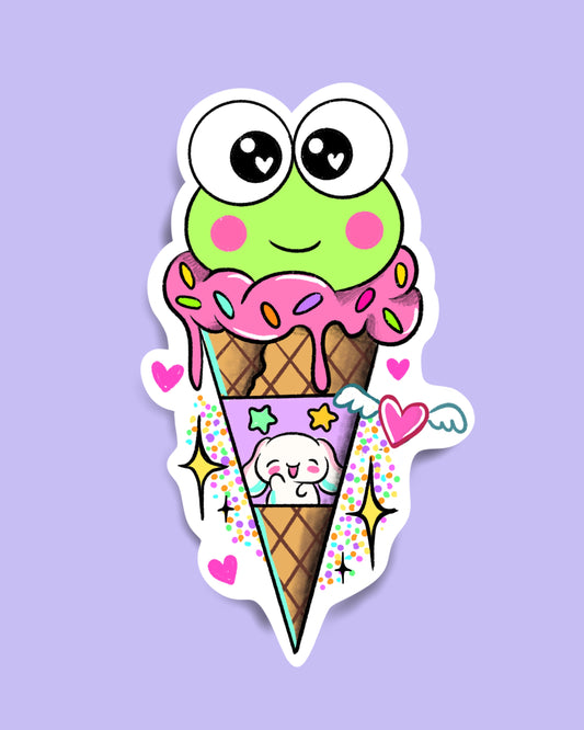 Keroppi Icecream Glittery Sticker
